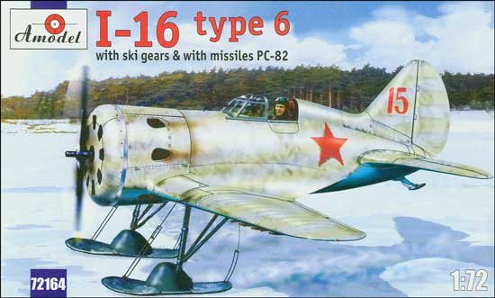Maquette A-Model 72164 Polikarpov I-16 tpe 6 avec skis et missiles PC-82 1/72 