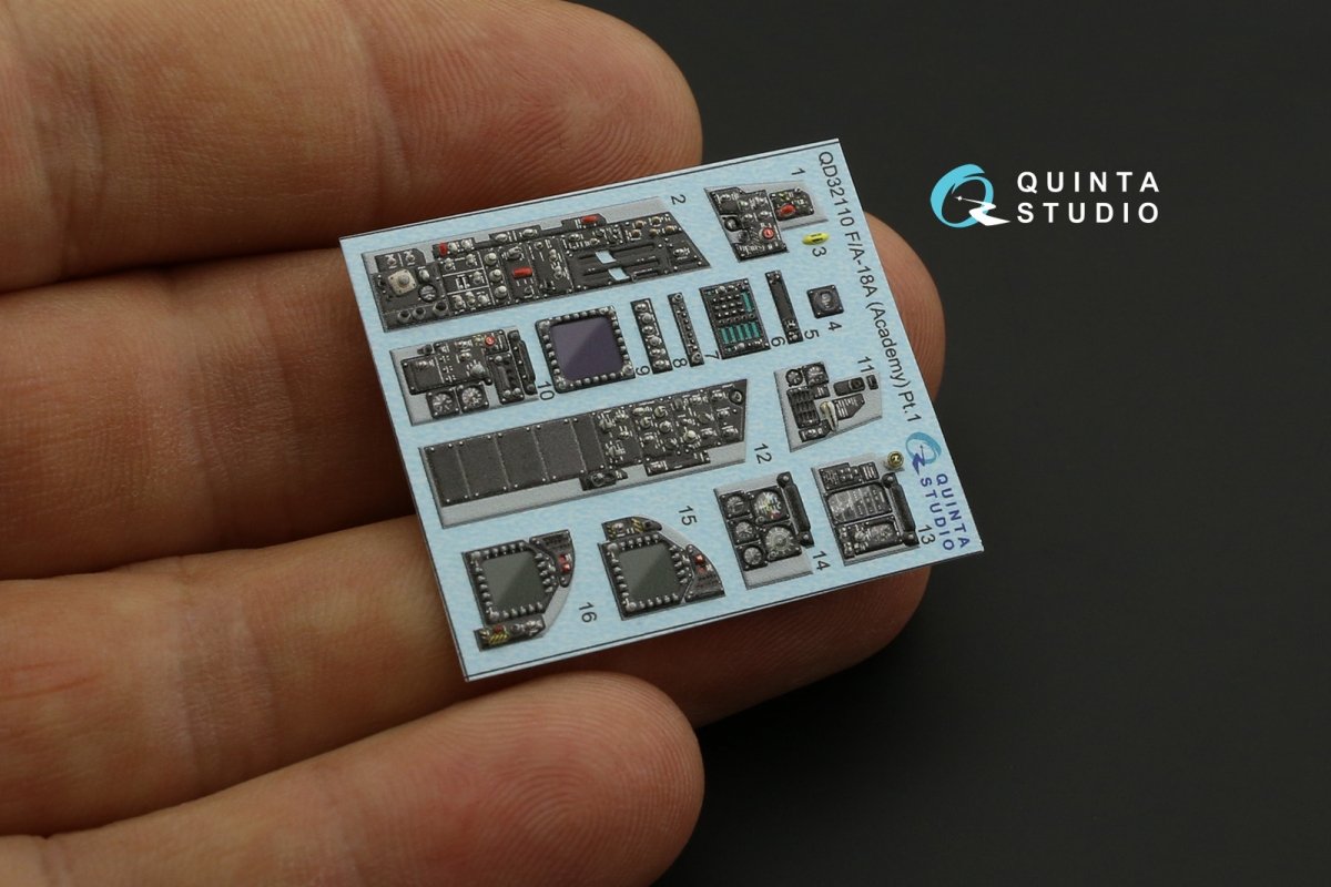Quinta Studio QDS-32110 F/A-18A 3D-Printed &amp;amp; coloured Interior on decal paper (Academy) (Small version) 1/32 – Bild 3