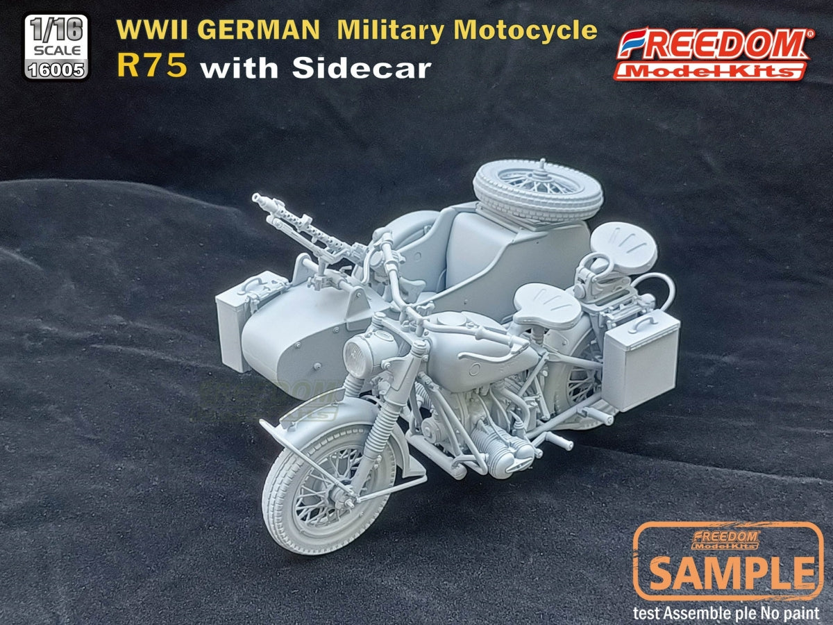 Freedom 16005 R75 with Sidecar WWII German Motorcycle 1/16 – Bild 9
