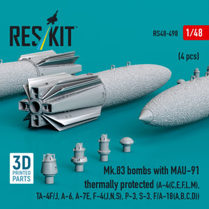 RESKIT RS48-0498 Mk.83 bombs with MAU-91 thermally protected (4 pcs) (3D printed) 1/48 – imagen 2