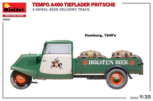MiniArt 38045 TEMPO A400 TIEFLADER PRITSCHE CAMION DE LIVRAISON DE BIÈRE À 3 ROUES 1/35 – image 4