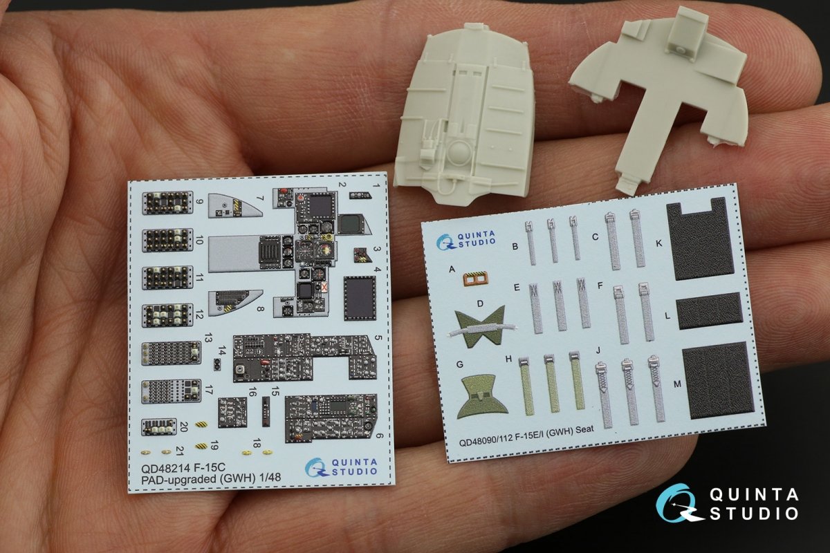 Quinta Studio QD48214 F-15C PAD-upgraded 3D-Printed &amp;amp; coloured Interior on decal paper with resin parts (GWH) 1/48 – Bild 14