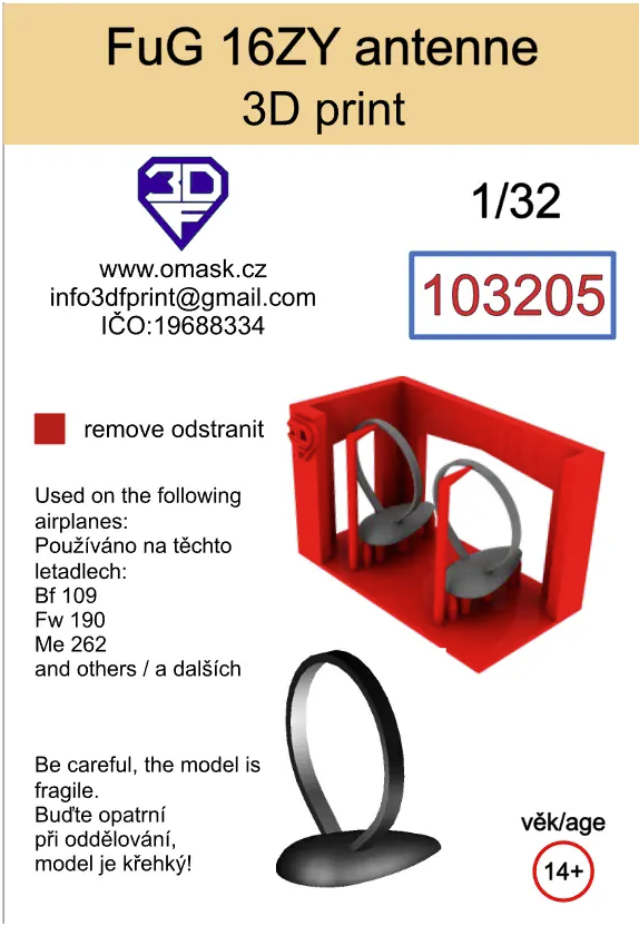 Omask 103205 Fug 16ZY antenna (3D print) 1/32 – image 2