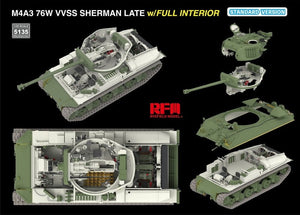 Maquette Rye Field 5135 M4A3 76W VVSS Sherman Version Standard Tardive Intérieur Complet 1/35 – image 3