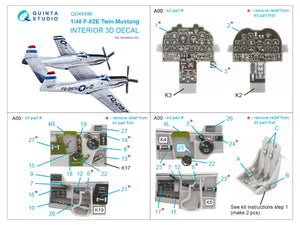 Quinta Studio QD48496 F-82E Twin Mustang 3D-Printed coloured Interior on decal paper (Modelsvit) 1/48 – Bild 2