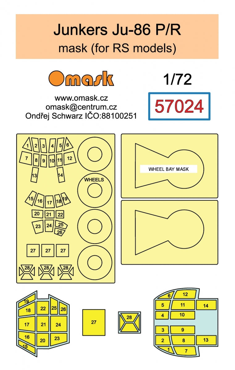 Masque Omask 57024 Junkers Ju-86 P/R (pour maquettes RS) 1/72