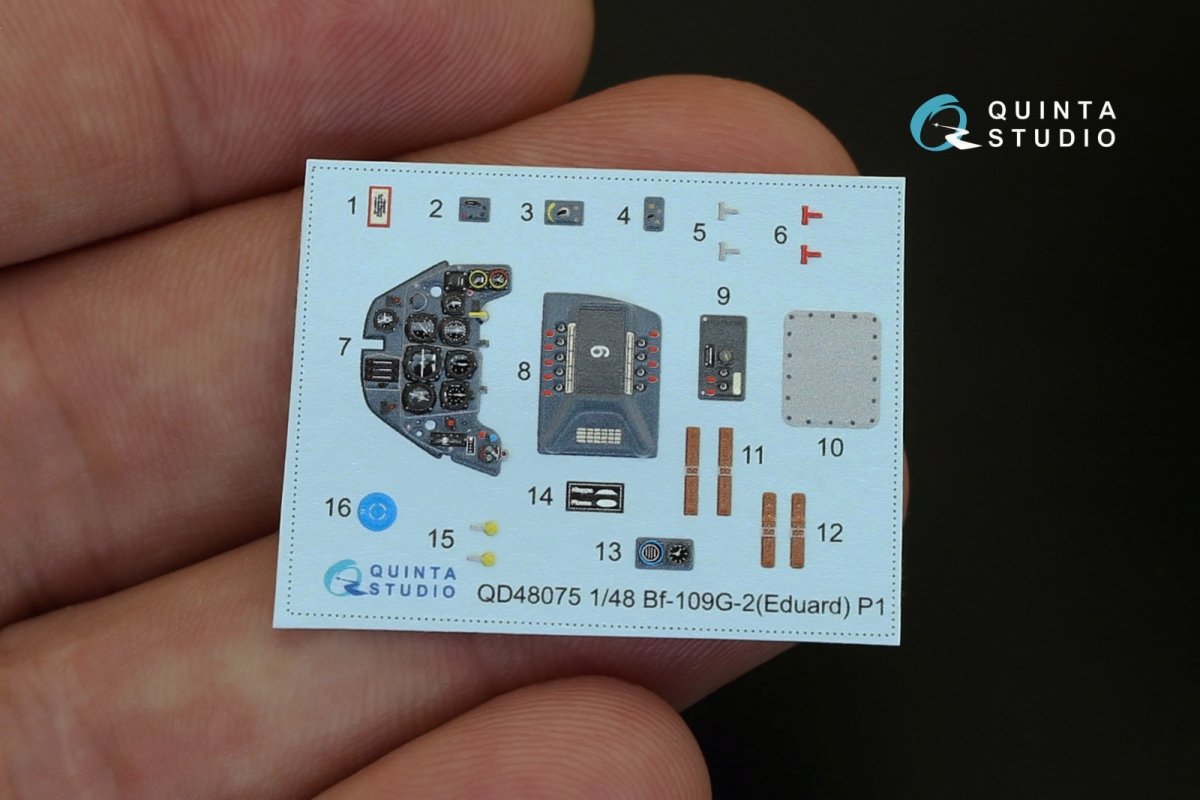 Quinta Studio QD48075 Bf-109G-2 3D-Printed &amp;amp; coloured Interior on decal paper (for Eduard kit) 1/48 – Bild 2