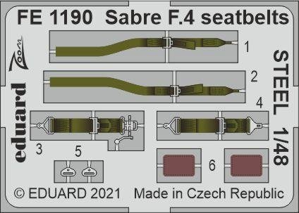 Ceintures de sécurité Eduard FE1190 Saber F.4 STEEL AIRFIX 1/48