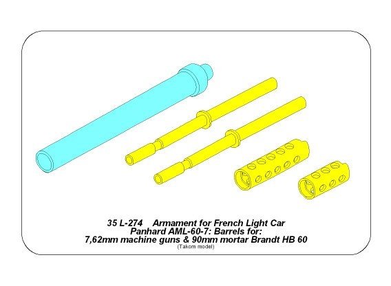 Aber 35L-274 Armament for French Light Armoured Car AML-60-7, barrel for 7,62mm Macxhine guns x 2 pcs. 90mm mortar 1/35 – Bild 5