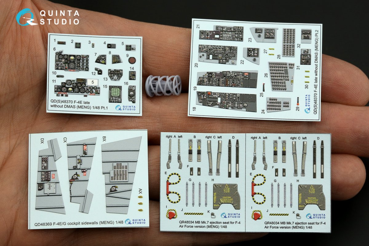 Quinta Studio QD+48370 F-4E late without DMAS 3D-Printed &amp;amp; coloured Interior on decal paper (Meng) (with 3D-printed resin parts) 1/48 – imagen 3