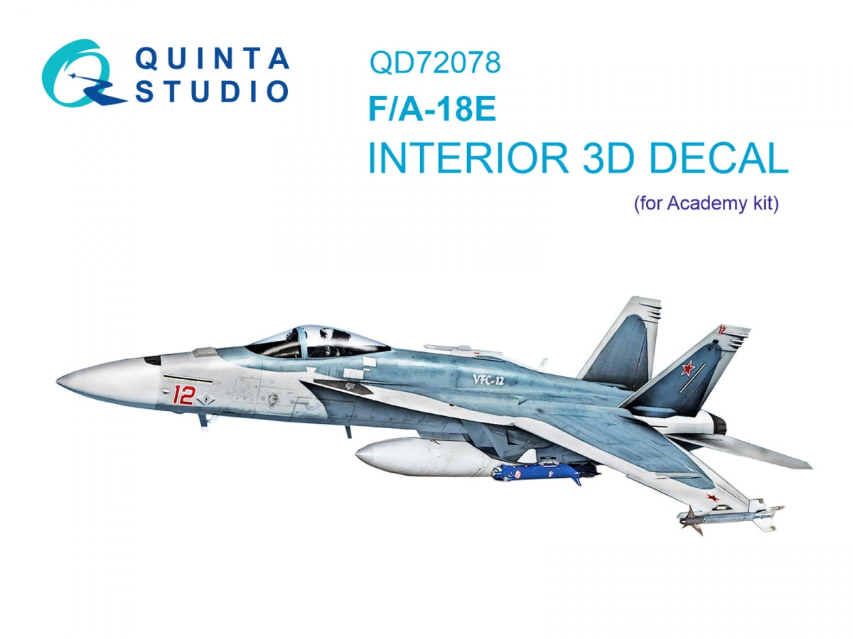 Quinta Studio QD72078 F/A-18E 3D-Printed & coloured Interior on decal paper (Academy) 1/72