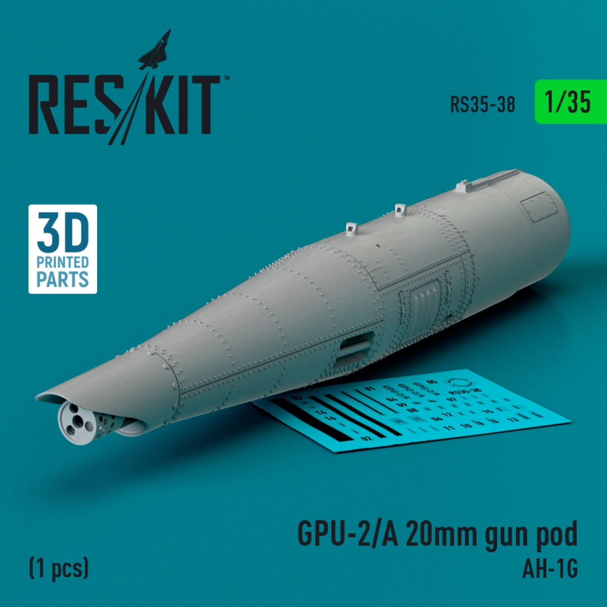RESKIT RS35-0038 GPU-2/A Nacelle de canon de 20 mm pour AH-1G (1 pièce) (Impression 3D) 1/35
