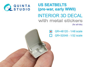 Quinta Studio QR+48120 Pre-war/early WWII US fighter seat belts (with metal buckles) (All kits) 1/48