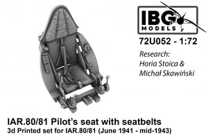 IBG 72U052 IAR.80/81 Pilot&amp;#39;s seat with seatbelts (June 1941 - mid-1943) 1/72