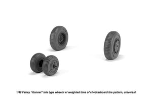 Armory Models AW48411 Fairey Gannet late type wheels w/ weighted tires of checkerboard tire pattern 1/48