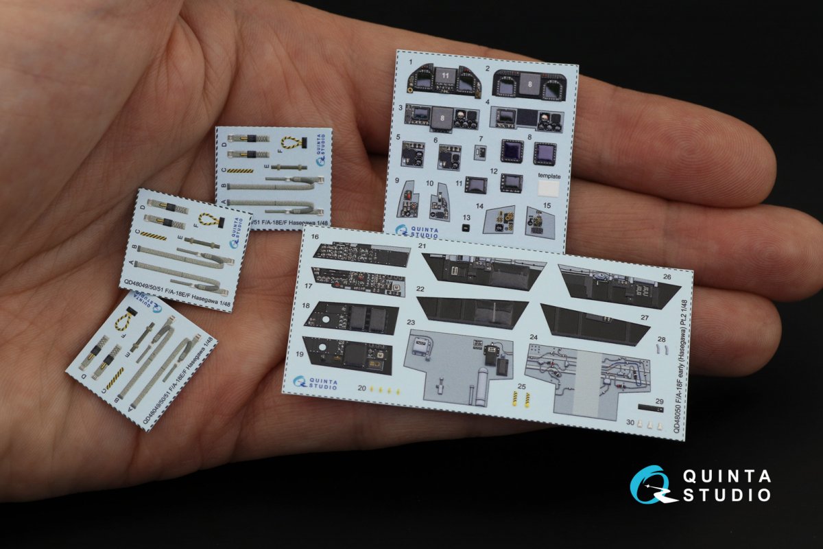 Quinta Studio QD48050 F/A-18F early 3D-Printed &amp;amp; coloured Interior on decal paper (Hasegawa) 1/48 – zdjęcie 3
