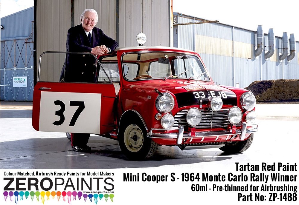 Peinture rouge tartan Zero Paints ZP-1488 Mini Cooper S - Vainqueur du Rallye Monte-Carlo 1964, 60 ml
