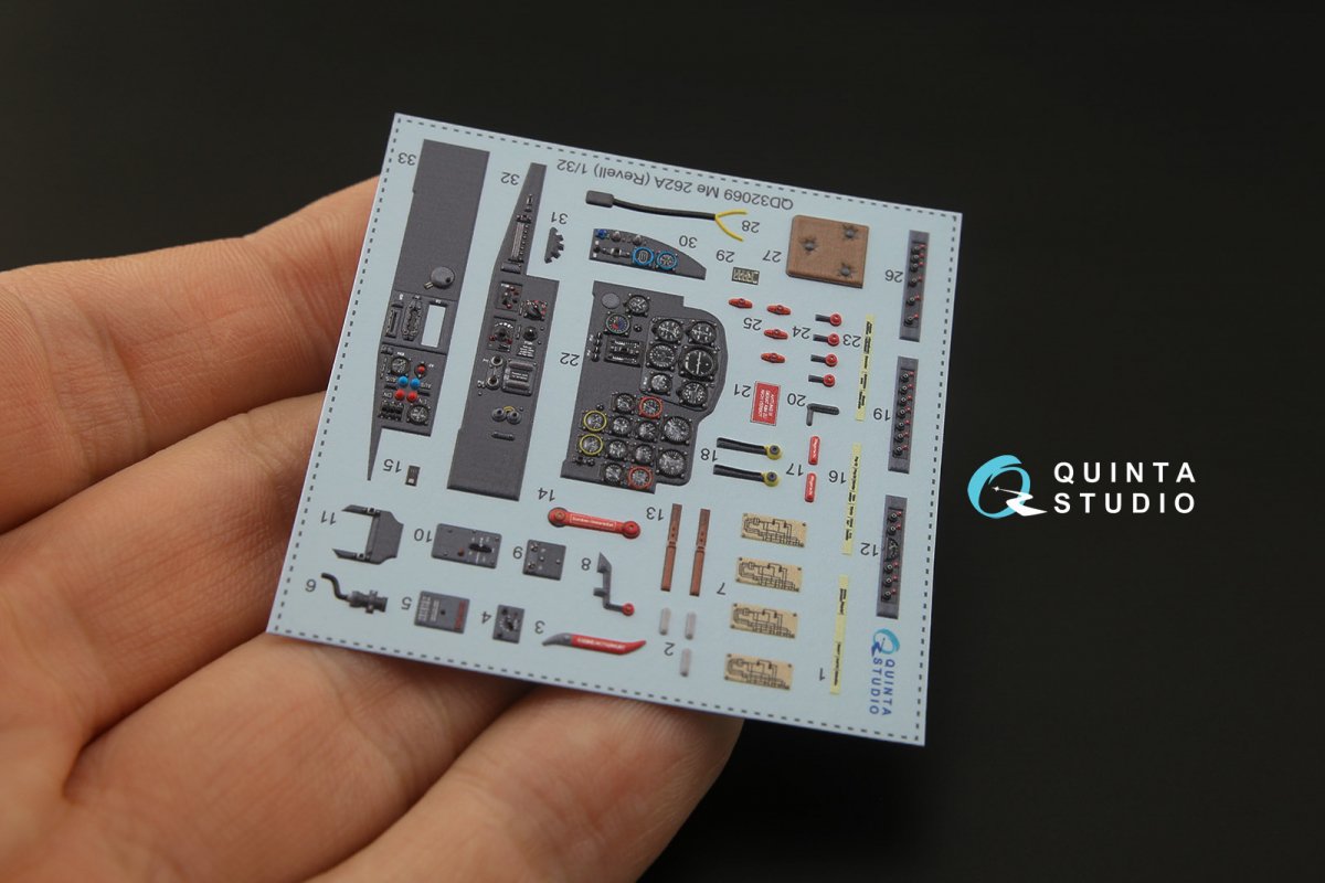Quinta Studio QD32069 Me 262A 3D-Printed &amp;amp; coloured Interior on decal paper (Revell) 1/32 – immagine 9