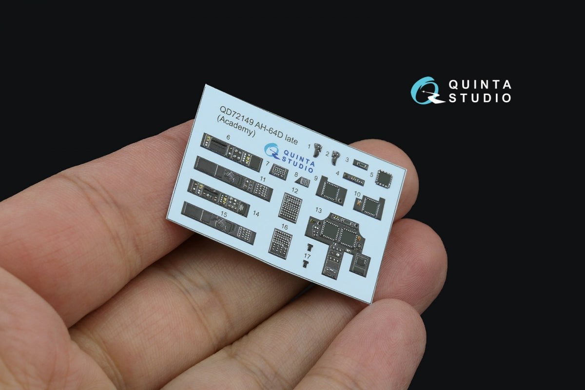 Quinta Studio QD72149 AH-64D late/AH-64E 3D-Printed coloured Interior on decal paper (Academy) 1/72 – imagen 4