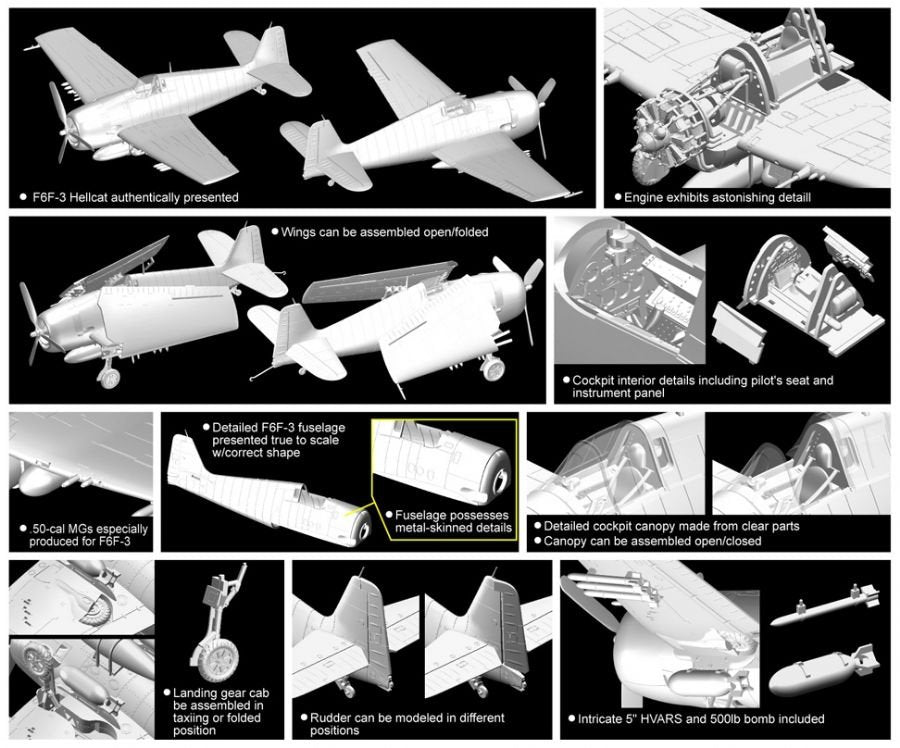 Dragon 5060 Grumman F6F-3 Hellcat (Golden Wings Series) 1/72 – imagen 3