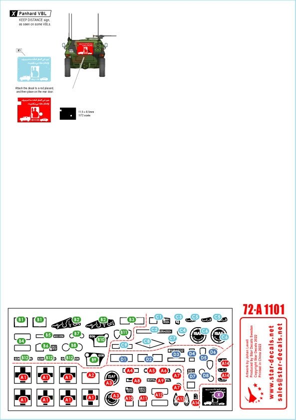 Star Decals 72-A1101 ISAF-Afghanistan # 2. Peacekeepers from France. Renault VAB, VAB Sanitaire, Panhard VBL. 1/72 – Bild 2