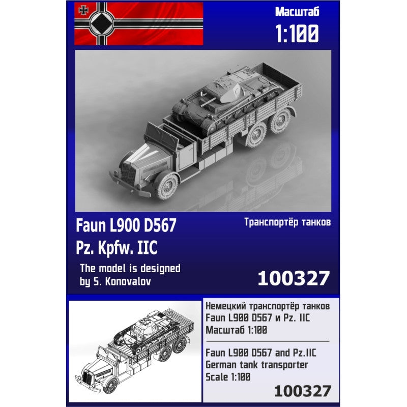 Zebrano Z100-327 Faun L900 D567 and Pz. IIC German Tank Transporter 1/100