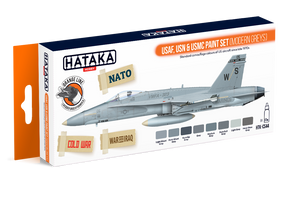 Hataka HTK-CS44 USAF, USN &amp;amp; USMC paint set (modern greys) 8x17ml