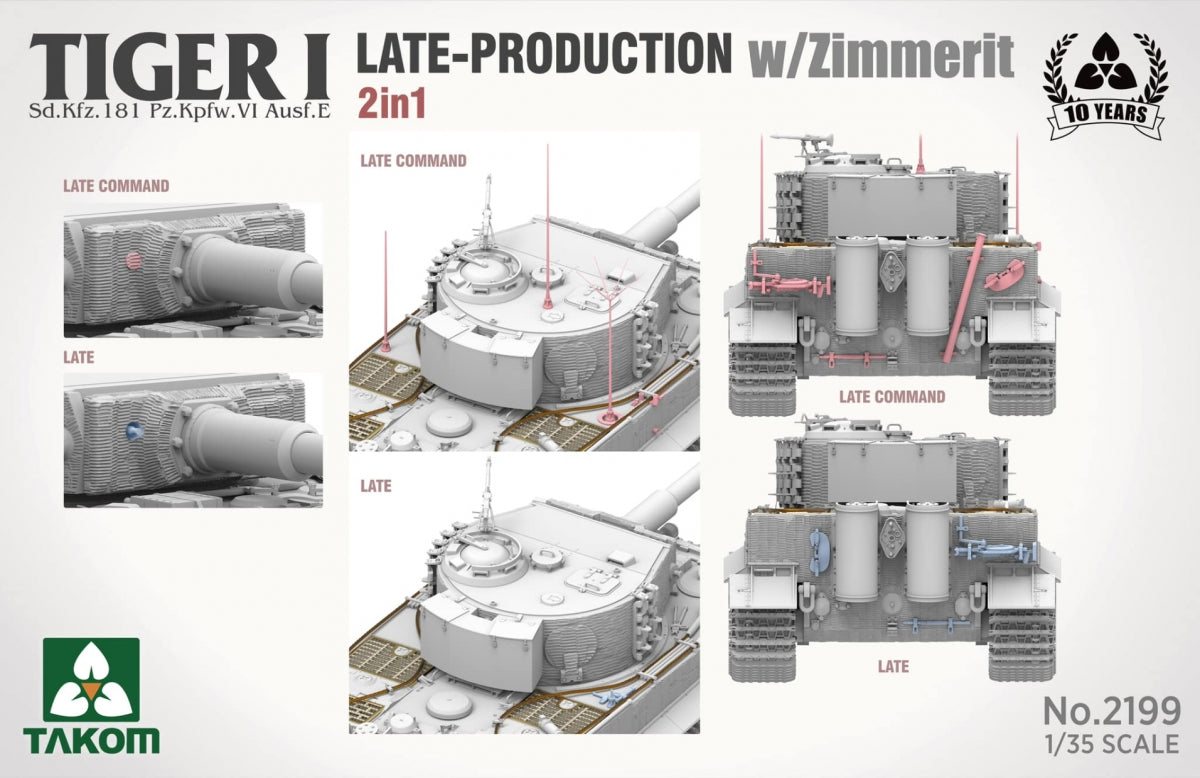 Takom 2199 Tiger I Production tardive avec zimmerit Sd.Kfz. 181 Pz.Kpfw. VIAusf. E (commande tardive/tardive) 1/35 – image 3