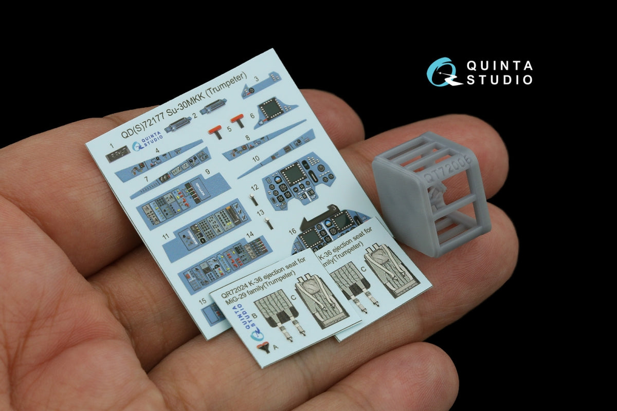 Quinta Studio QD+72177 Su-30MKK 3D-Printed &amp;amp; coloured Interior on decal paper (Trumpeter) (with 3D-printed resin part) 1/72 – zdjęcie 8