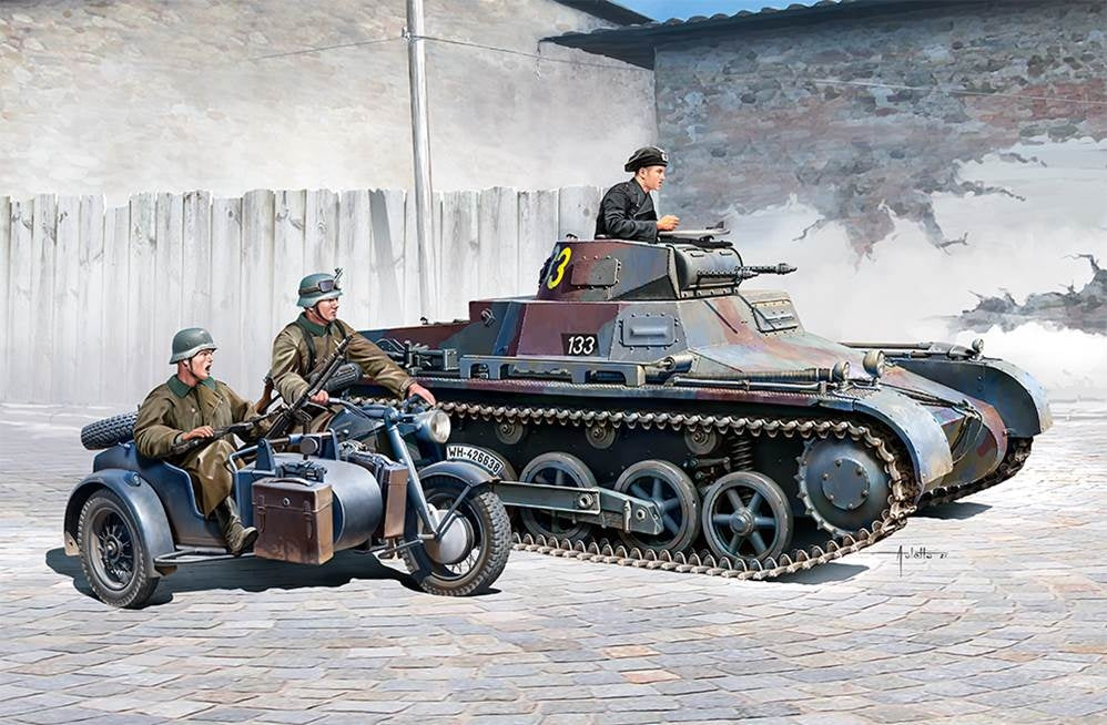 Academy 13556 German Panzer I Ausf.B & Motorcycl 1/35