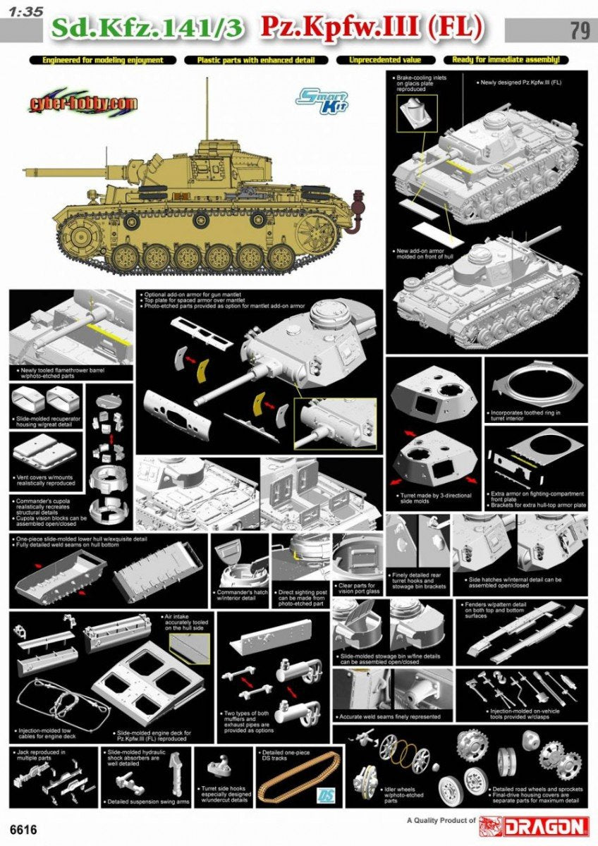 Cyber Hobby 6616 Sd.Kfz.141/3 Pz.Kpfw.III (FL) 1/35 – zdjęcie 3