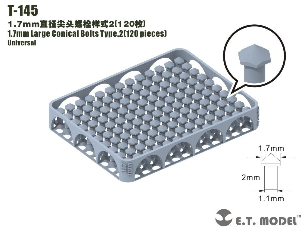 ET Model T-145 1.7mm Large Conical Bolts Type.2 120 pieces