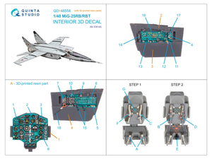 Quinta Studio QD+48558 MiG-25RB/MiG-25RBT 3D-Printed &amp;amp; coloured Interior on decal paper (ICM) (with 3D-printed resin parts) 1/48 – Bild 15