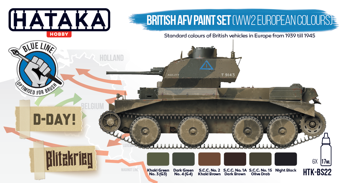Hataka HTK-BS22 BLUE LINE – British AFV paint set (WW2 European colours) 6x17ml – Bild 2