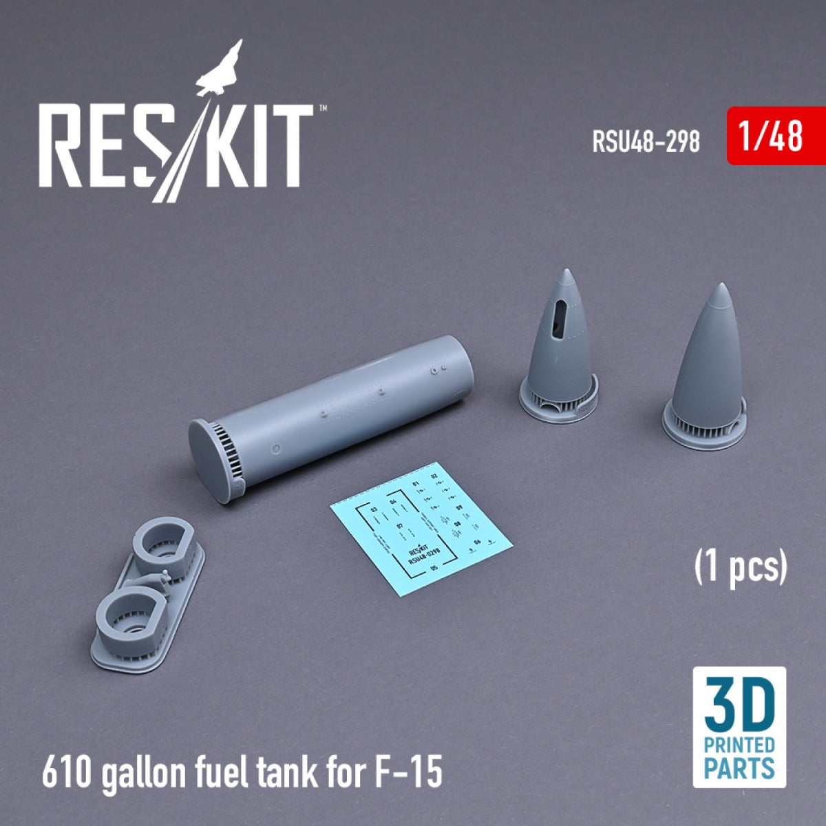 RESKIT RSU48-0298 610 GALLON FUEL TANK FOR F-15 (1 PCS) (3D PRINTED) 1/48 – immagine 2
