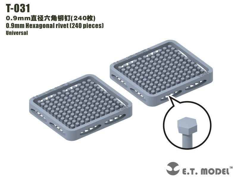 ET Model T-031 0.9mm Hexagonal rivet (240 pieces) (rivets)