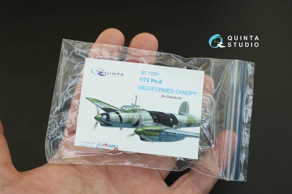 Quinta Studio QC72001 Pe-2 vacuformed clear canopy (for 7283 Zvezda kit) 1/72 – Bild 6
