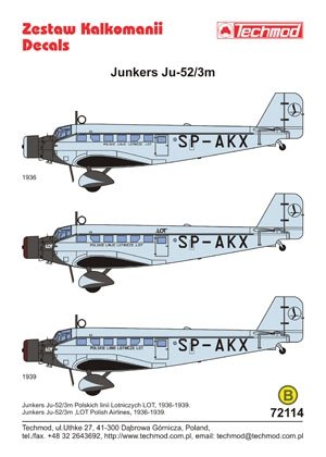 Techmod 72114 - Junkers Ju 52/3m 1/72 – imagen 2