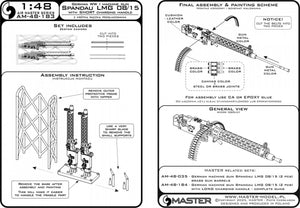 Master AM-48-183 Niemiecki km z okresu I w.św. Spandau LMG 08/15 (2 szt.) - z KRÓTKĄ rączką przeładowania - wydruki 3D i mosiężne lufy 1/48