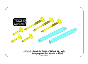 Aber 35L-235 Barrels for British WWI Tank Mk.I Male – 6 pdr. gun x 2 pcs. &amp;amp;amp;amp;amp;amp;amp;amp; 8mm Hotchkiss m.1909 x 3 pcs. 1/35 – imagen 10