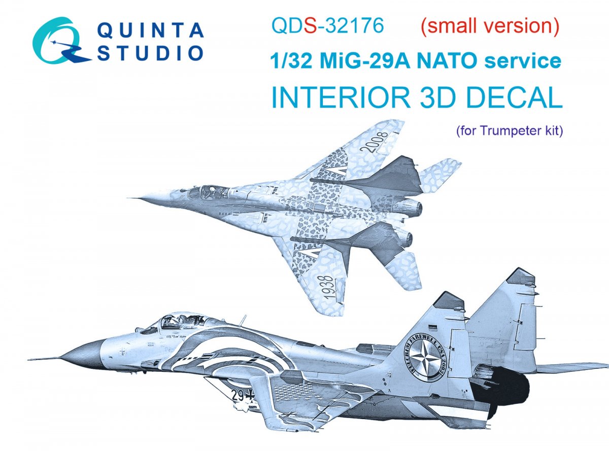 Quinta Studio QDS-32176 MiG-29A NATO service 3D-Printed & coloured Interior on decal paper (Trumpeter) (Small version) 1/32