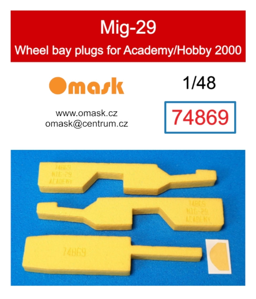 Bouchons de puits de train d'atterrissage Omask 74869 pour Mig-29 (pour Academy/Hobby 2000) 1/48