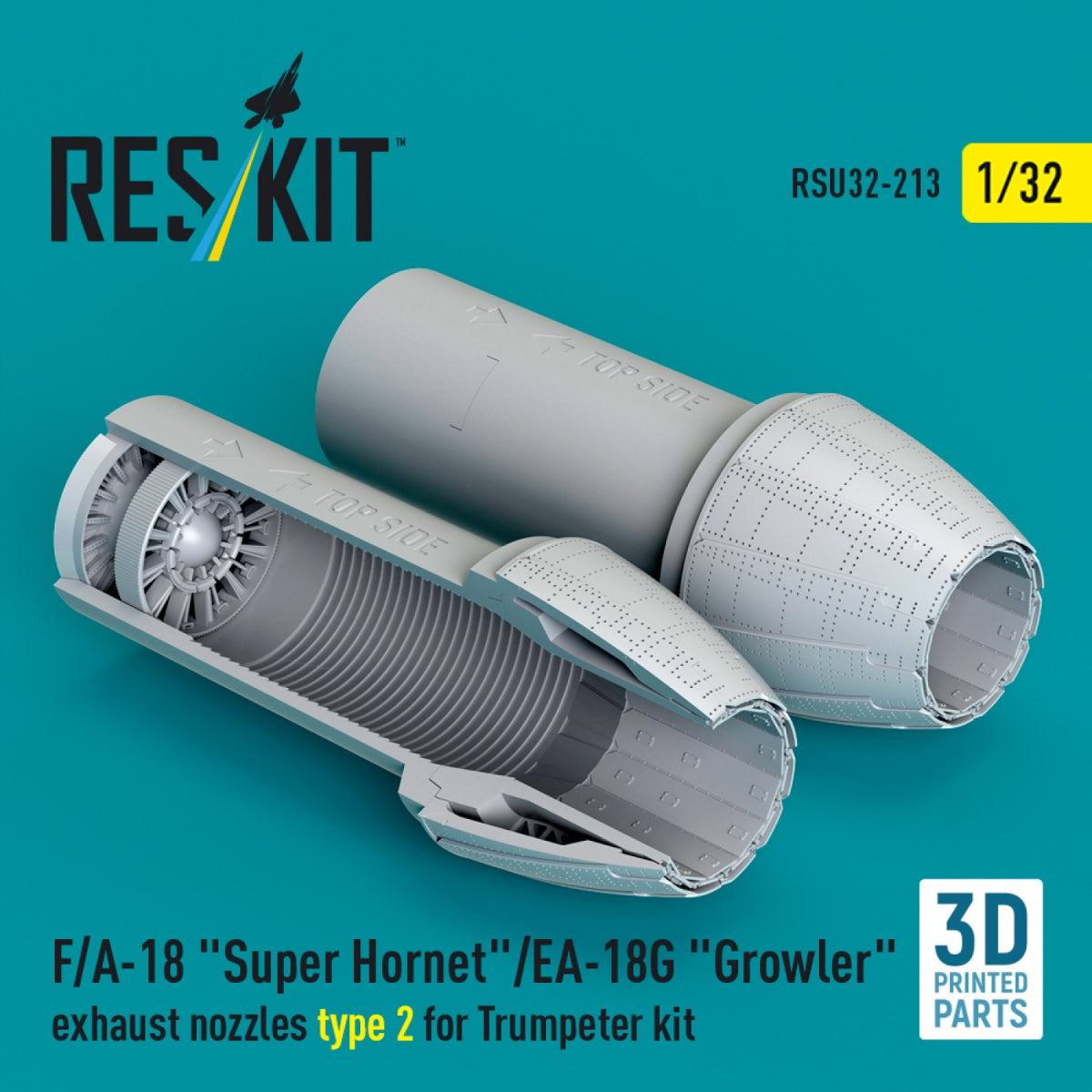 RESKIT RSU32-0213 F/A-18 "Super Hornet"/EA-18G "Growler" exhaust nozzles type 2 for Trumpeter kit (3D Printed) 1/32