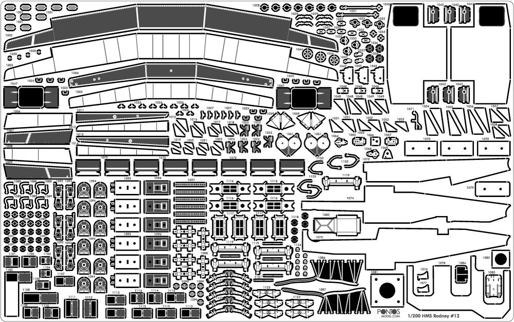 Pontos 23007F1 HMS RODNEY 1942 Detail Up Set 1/200 – zdjęcie 35