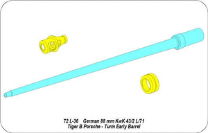 Aber 72L-36 8,8 cm KwK 43L/71 lufa do czołgu Tiger II wczesna do wieży Porsche/8,8 cm KwK 43 L/71 German tank barrel for Tiger II early Porsche turm 1/72 – immagine 6