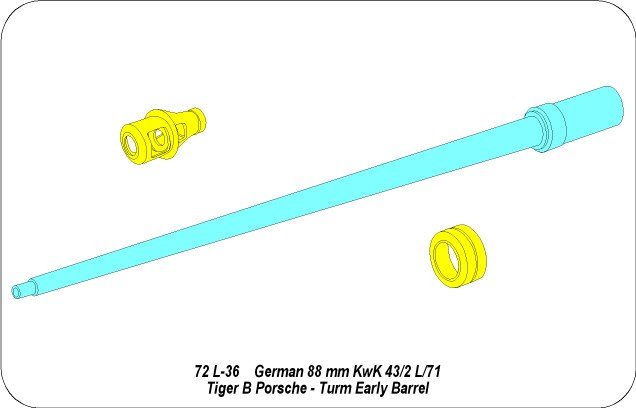 Aber 72L-36 8,8 cm KwK 43L/71 lufa do czołgu Tiger II wczesna do wieży Porsche/8,8 cm KwK 43 L/71 German tank barrel for Tiger II early Porsche turm 1/72 – immagine 6
