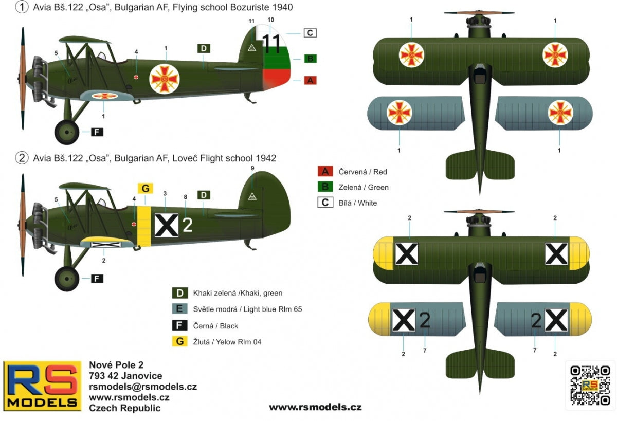 RS Models 92302 Avia Bs.122 Bulgarian Trainer from WWII 1/72 – immagine 3