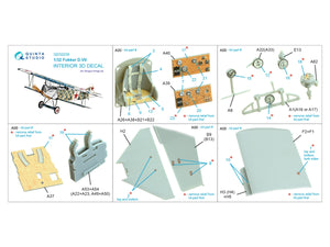 Quinta Studio QD32239 Fokker D.VII 3D-Printed &amp;amp; coloured Interior on decal paper (Wingnut Wings) 1/32 – immagine 13