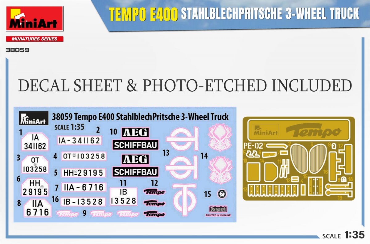 MiniArt 38059 TEMPO E400 STAHLBLECHPRITSCHE 3-WHEEL TRUCK 1/35 – Bild 2