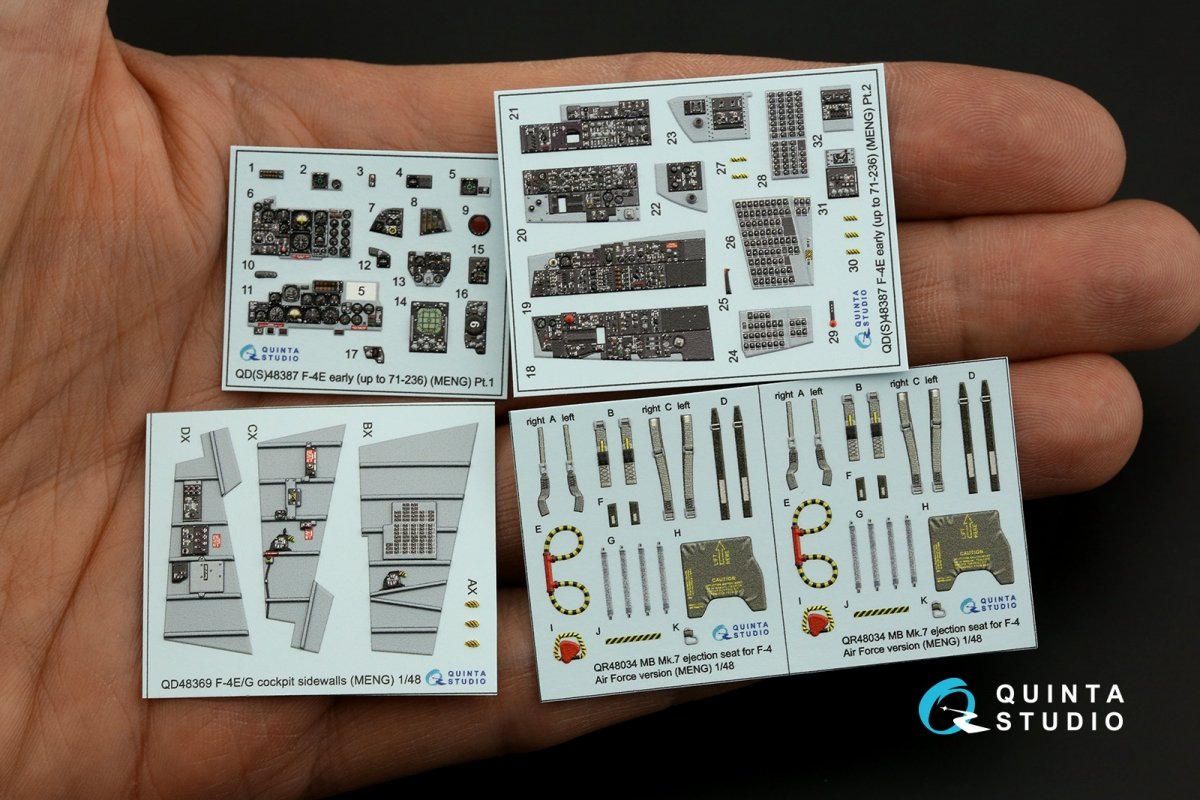 Quinta Studio QD48387 F-4E early with slatted wing 3D-Printed &amp;amp; coloured Interior on decal paper (Meng) 1/48 – Bild 3